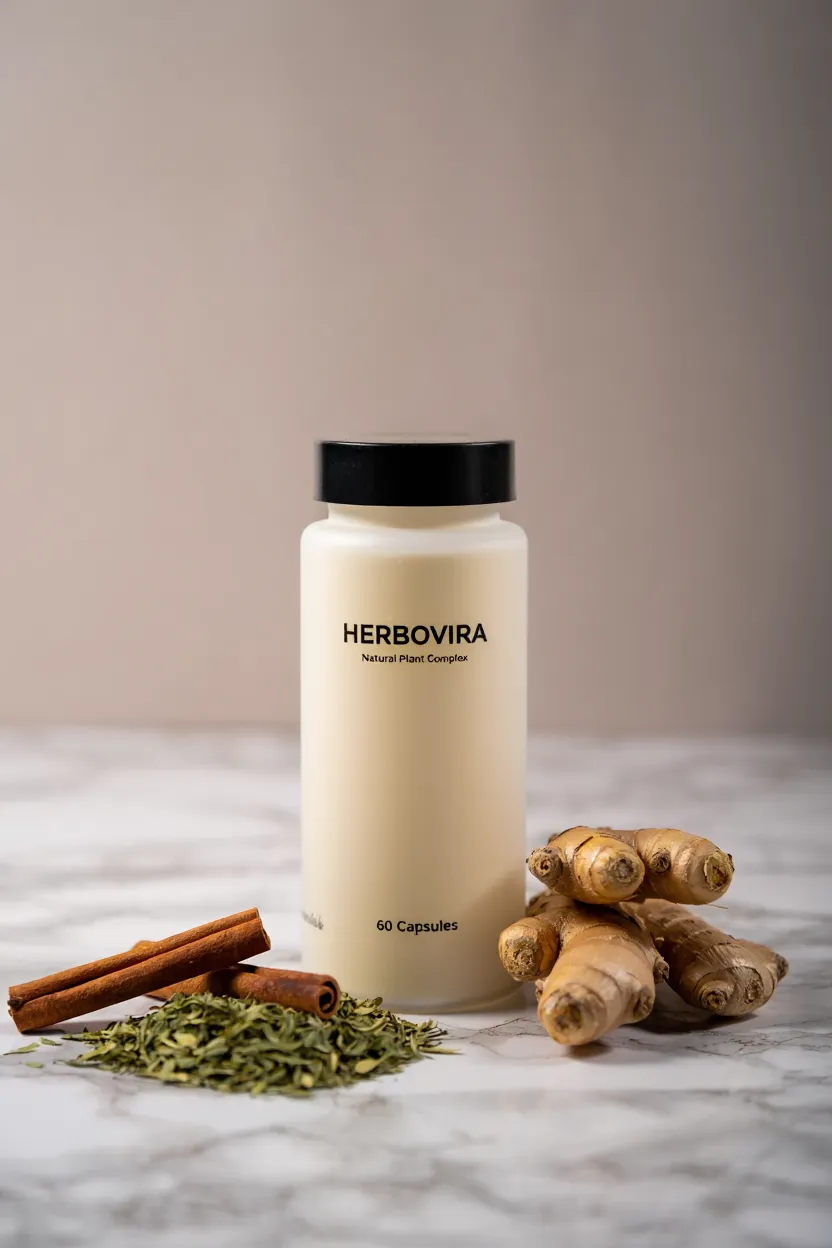 Herbovira natural plant complex supplement bottle with botanical ingredients